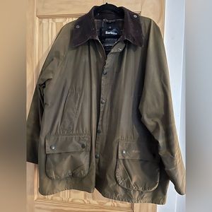 Men’s Classic Bedale Barbour Jacket, Waxed Coat, Olive Green, XXL